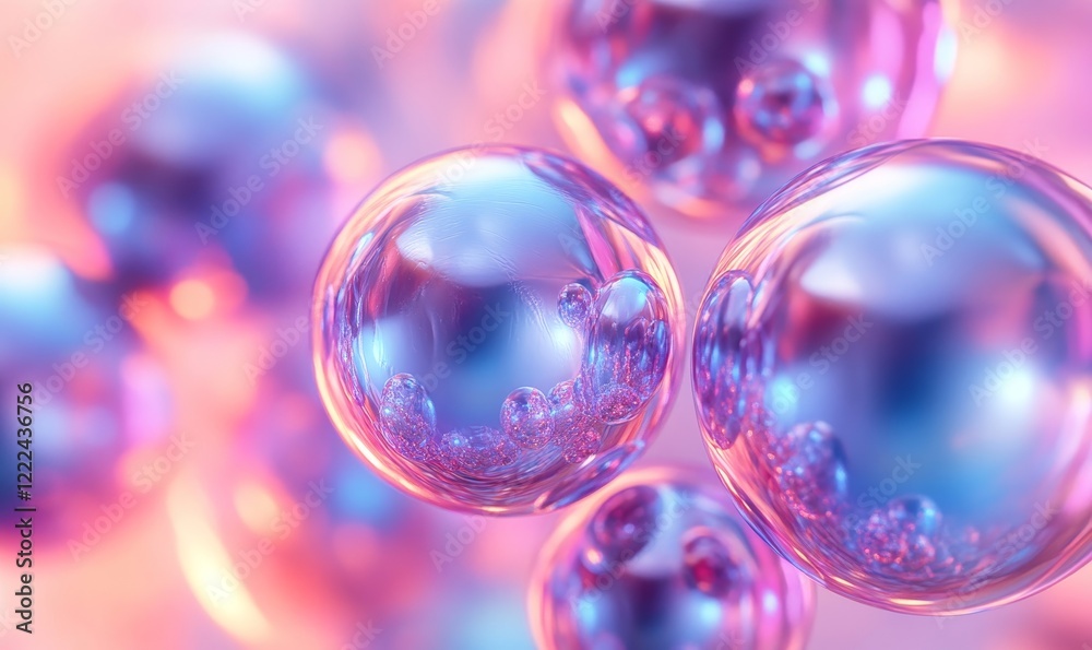 Abstract iridescent spheres, fluid design, 3d render, Generative AI Abstract iridescent spheres, fluid design, 3d render, Generative AI