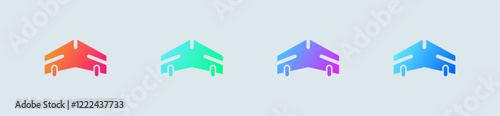 Glider solid icon in gradient colors. Fly signs vector illustration.