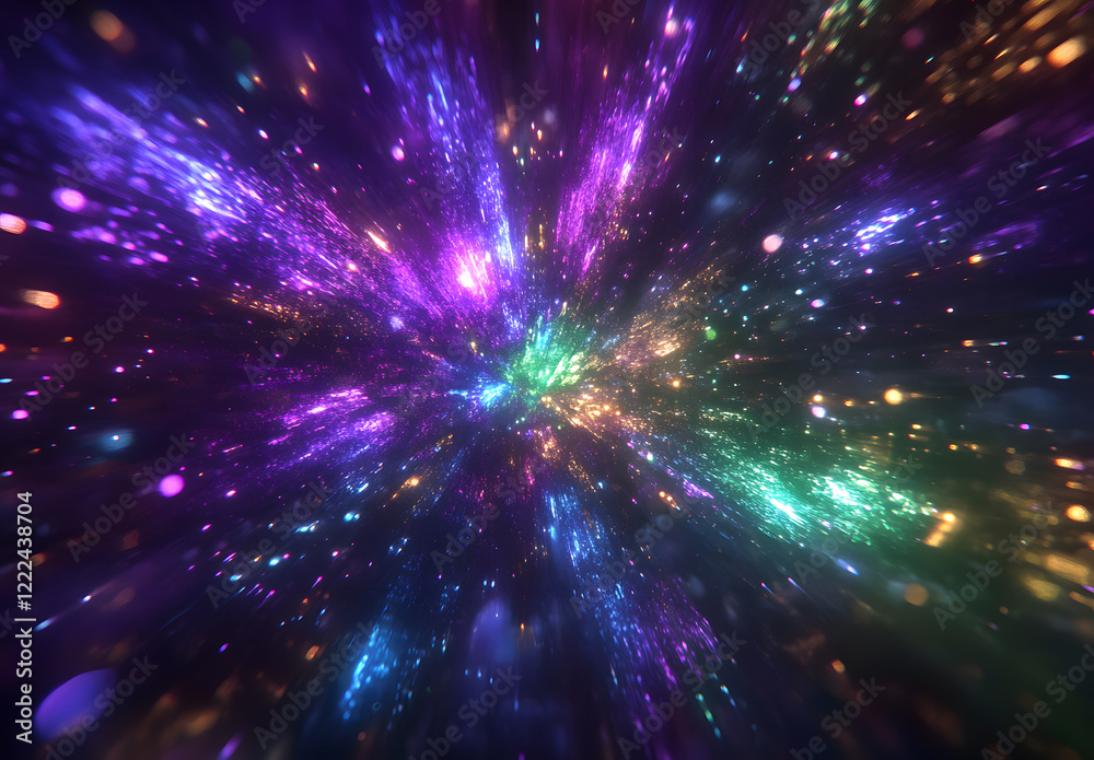 Fototapeta premium Colorful Cosmic Explosion with Vibrant Light Trails
