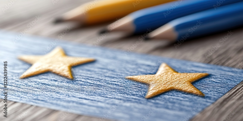 performance review concept with gold stars performance review concept with gold stars