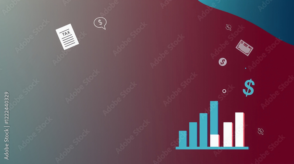 Fototapeta premium Tax and finance concept with Gradients background and Financial Icons