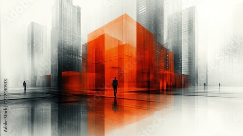 Urban Reflection: A Modern Cityscape with Bold Architectural Statement