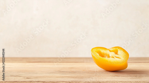 Yellow Bell Pepper on Woode...