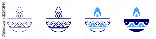 Diwali customs icon in 4 different styles. Thin Line, Line, Bold, and Bold Line. Duotone style. Editable stroke