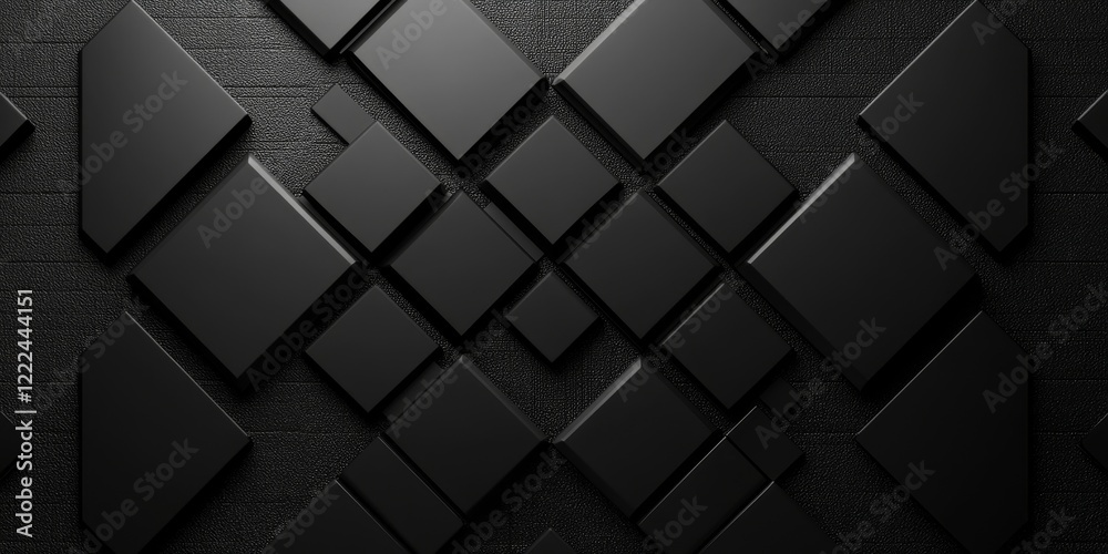 Abstract black geometric patterns, minimalist design, 3d render, Generative AI Abstract black geometric patterns, minimalist design, 3d render, Generative AI