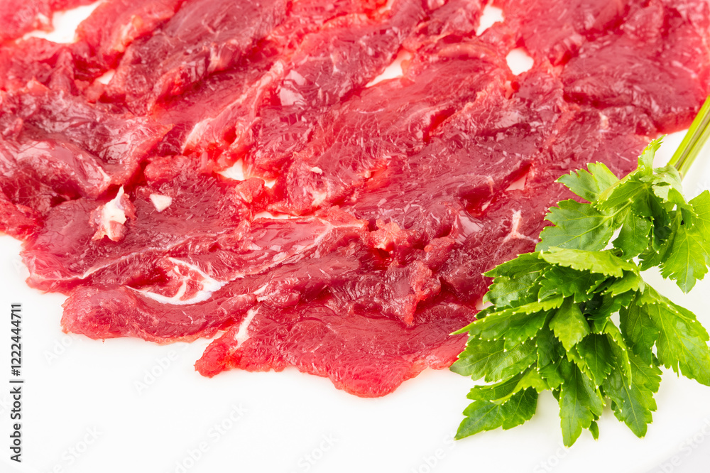 Obraz premium Hot pot ingredients fresh beef slices