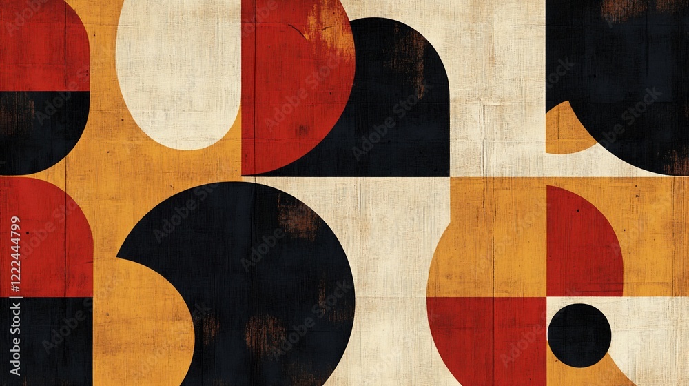 Abstract Geometric Pattern with Circles and Rectangles in Vintage Color Palette Abstract Geometric Pattern with Circles and Rectangles in Vintage Color Palette