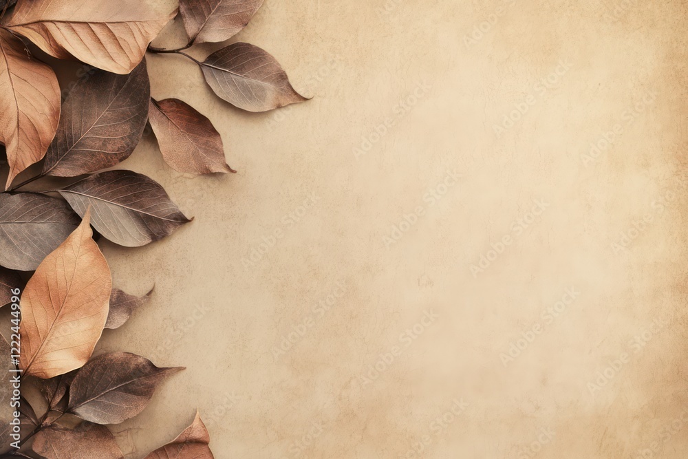with brown leaves and space for text, a brown color palette, high resolution with brown leaves and space for text, a brown color palette, high resolution