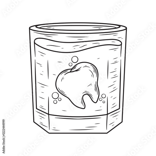 artwork illustration art black and white t shirt design tooth on glass premium vector