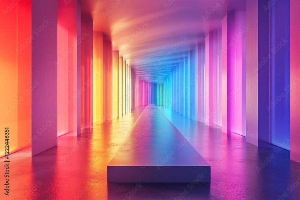 Abstract iridescent lines, geometric design, 3d render, Generative AI Abstract iridescent lines, geometric design, 3d render, Generative AI