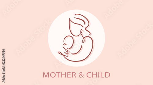 Mother and Baby One Line Website Web Page Template