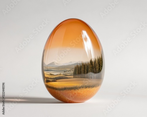 Artisan Glass Easter Egg Hyper-Realistic Spring and Sacred Symbolism Contemporary Decor for Sustainable Seasonal Celebrations and Interior Design photo