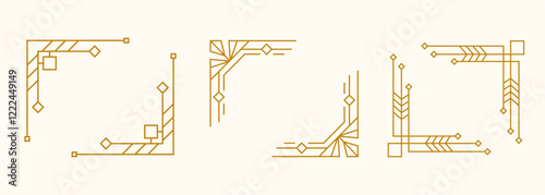 Art Deco Line Gold Frames Set