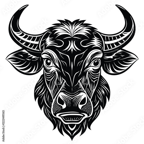 Wallpaper Mural Powerful black and white vector illustration of a bull animal silhouette perfect for dynamic and creative design projects

 Torontodigital.ca