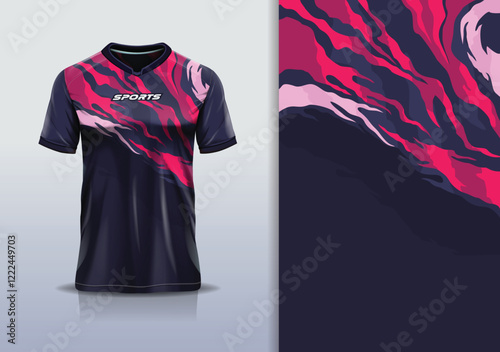 T-shirt mockup abstract texture grunge texture sport jersey design for football, soccer, racing, esports, running, in red black color