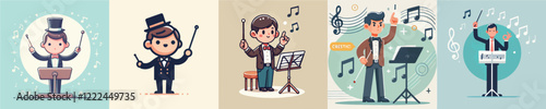 A vector collection of a music composer