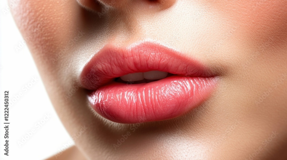 Fototapeta premium Close-Up of Glossy Natural Pink Lips
