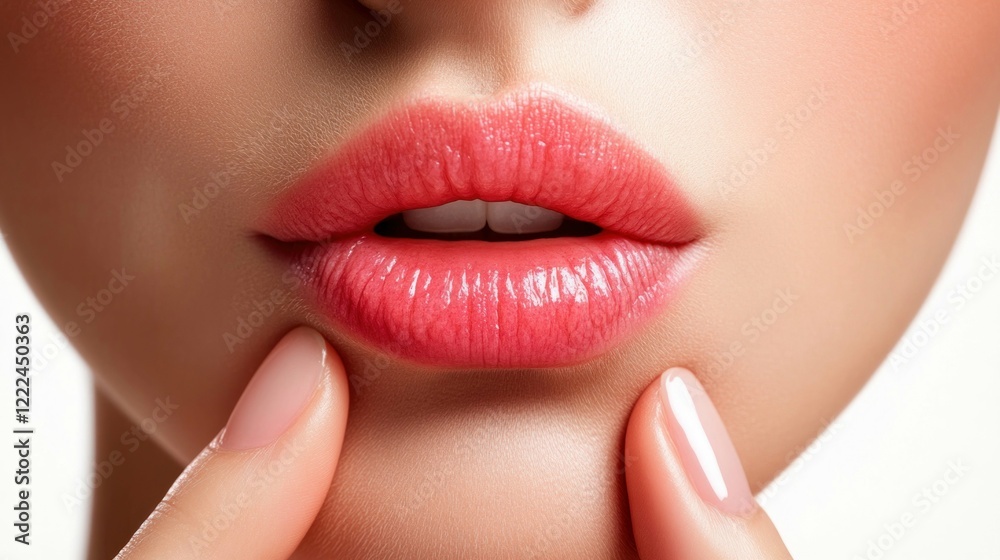 Fototapeta premium Close-Up of Glossy Natural Pink Lips