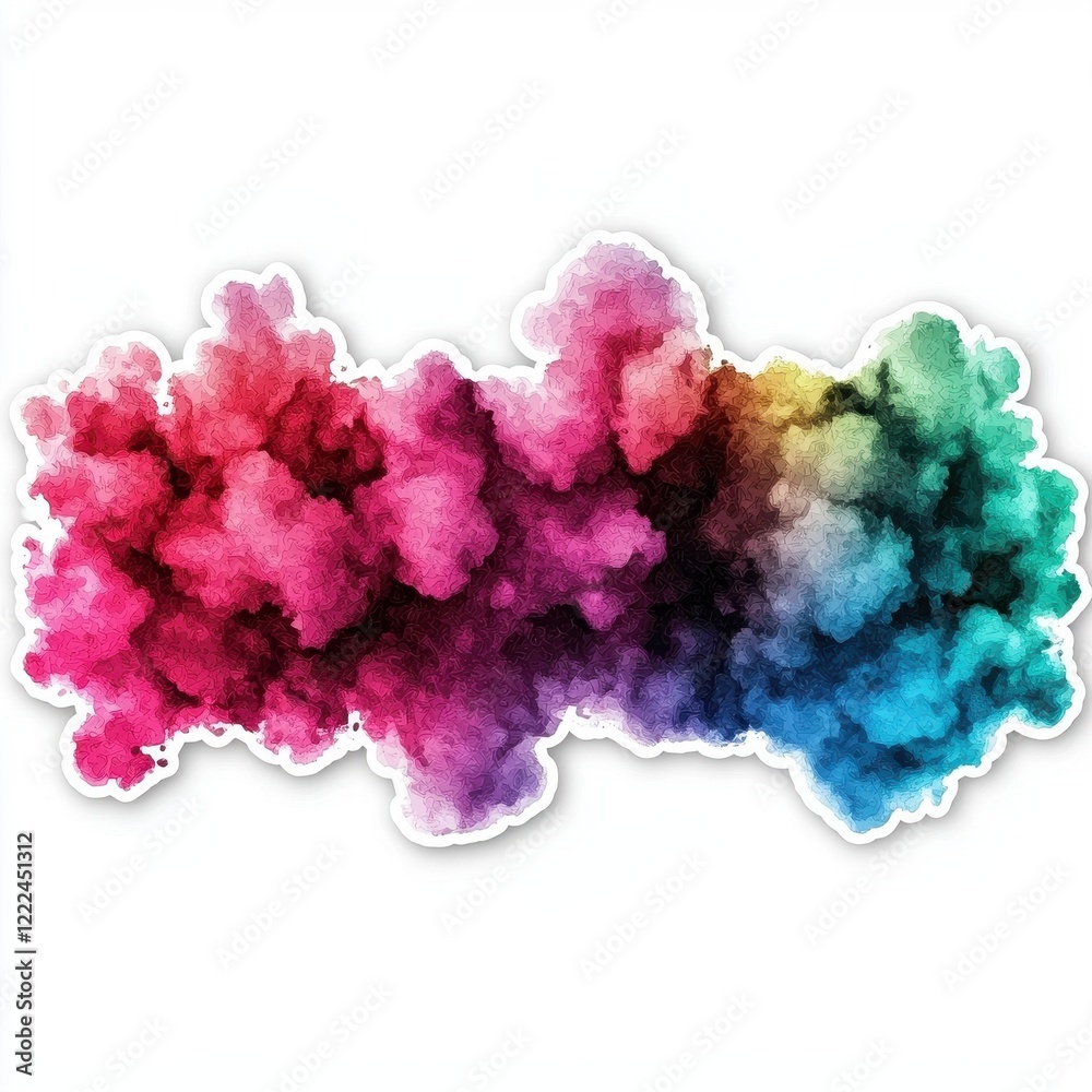 Fototapeta premium Vibrant multicolored smoke cloud illustration with abstract gradients and soft textures