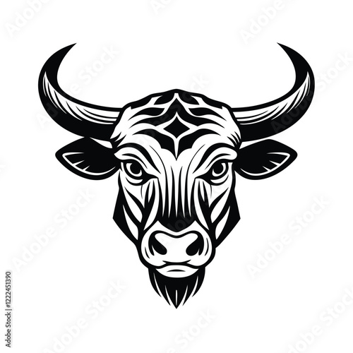 Powerful black and white vector illustration of a bull animal silhouette perfect for dynamic designs and graphic projects

