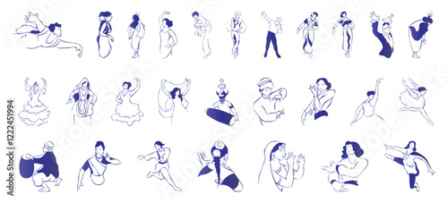 Classic dance pose icon collection