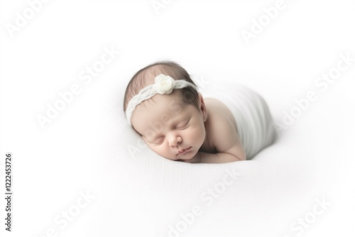 Soft light photography of a newborn baby on a white background