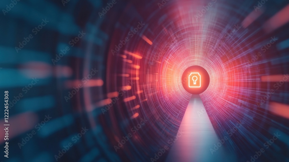 Fototapeta premium Illuminating insights exploring the digital tunnel of innovation virtual space 3d visualization high-tech environment dynamic perspective