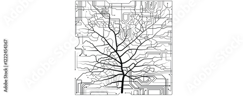 Tree of innovation merging nature and circuit boards
