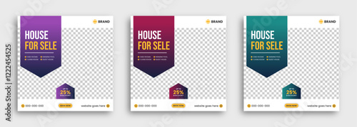 Set of editable Real estate home sale social media post banner design template For digital marketing.