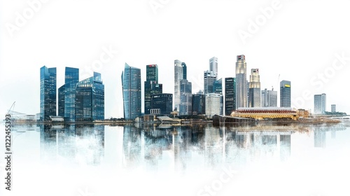 Cityscape of Singapore isolated on white background