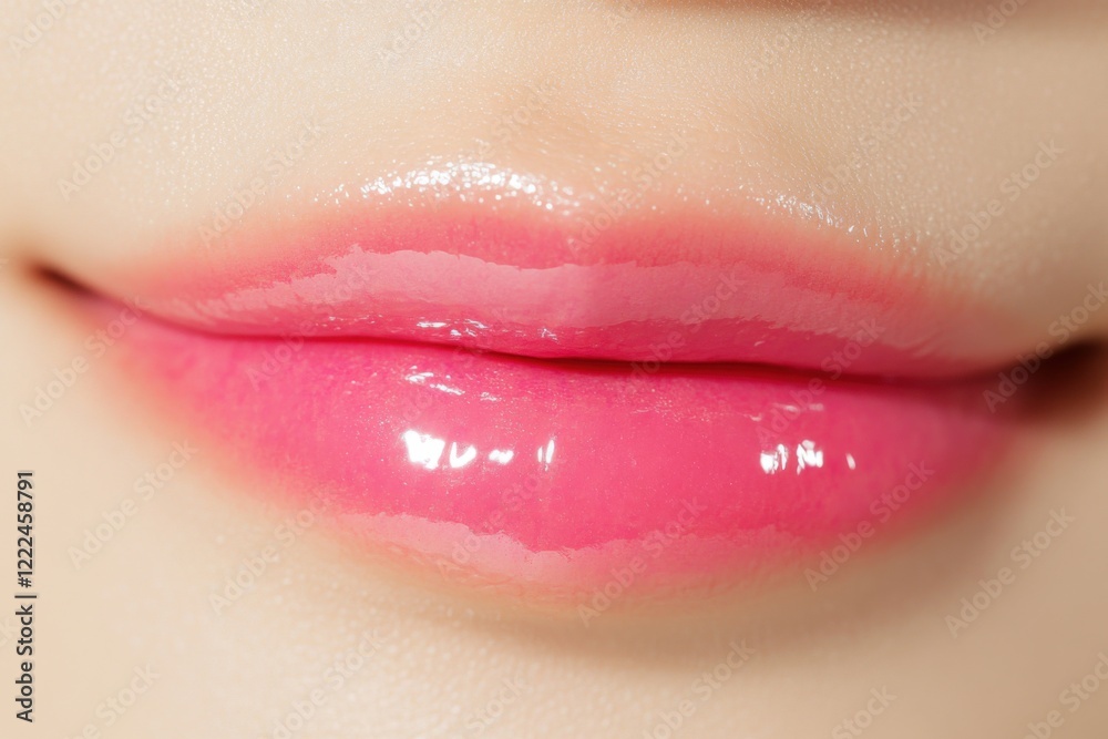 Fototapeta premium Close up view of human lips showcasing natural texture and soft tones