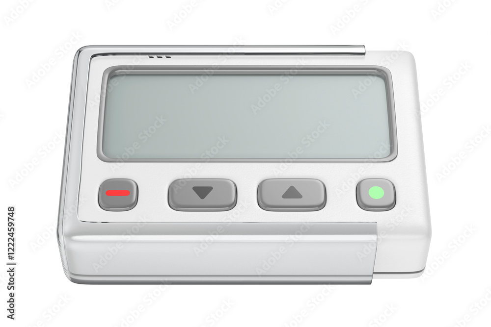 White pager with blank screen on transparent background White pager with blank screen on transparent background
