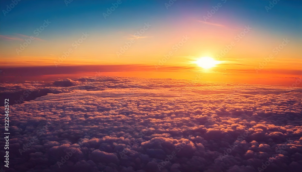 flight over the clouds. view of the big and beautiful cumulus clouds on suset. crimson sky from the sun's rays flight over the clouds. view of the big and beautiful cumulus clouds on suset. crimson sky from the sun's rays