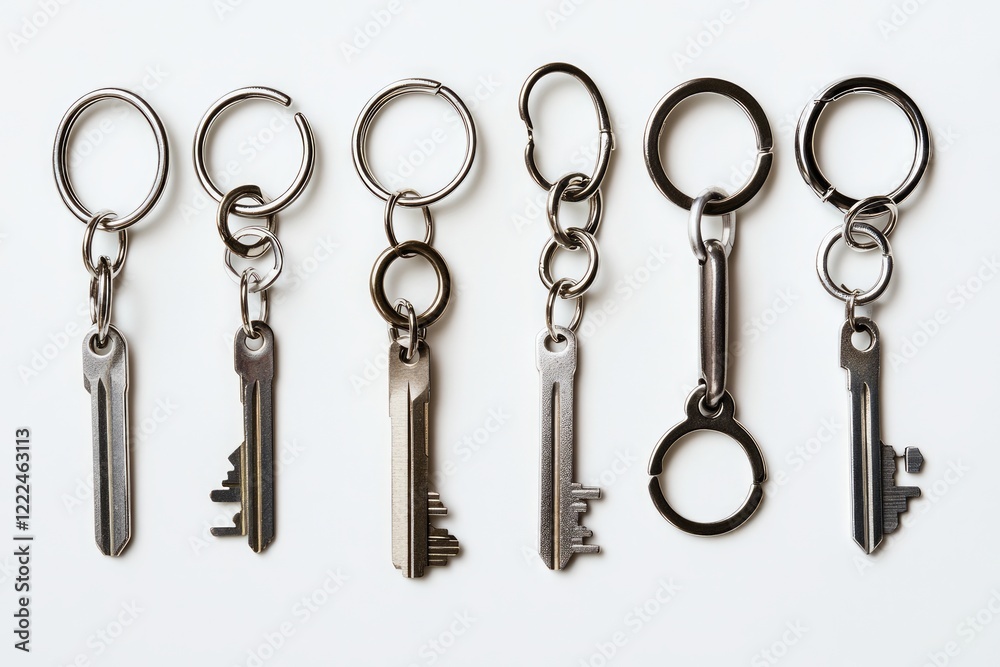 A Collection of Modern Minimalist Keychains: Sleek Metal Keys with Rings for a Stylish and Functional Home Accessory A Collection of Modern Minimalist Keychains: Sleek Metal Keys with Rings for a Stylish and Functional Home Accessory