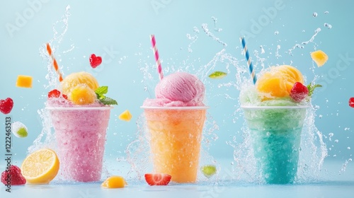 Wallpaper Mural Refreshing Summer Ice Cream Cups with Fruit and Water Splash Torontodigital.ca