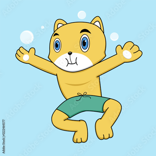 Cats swimming and diving in the sea