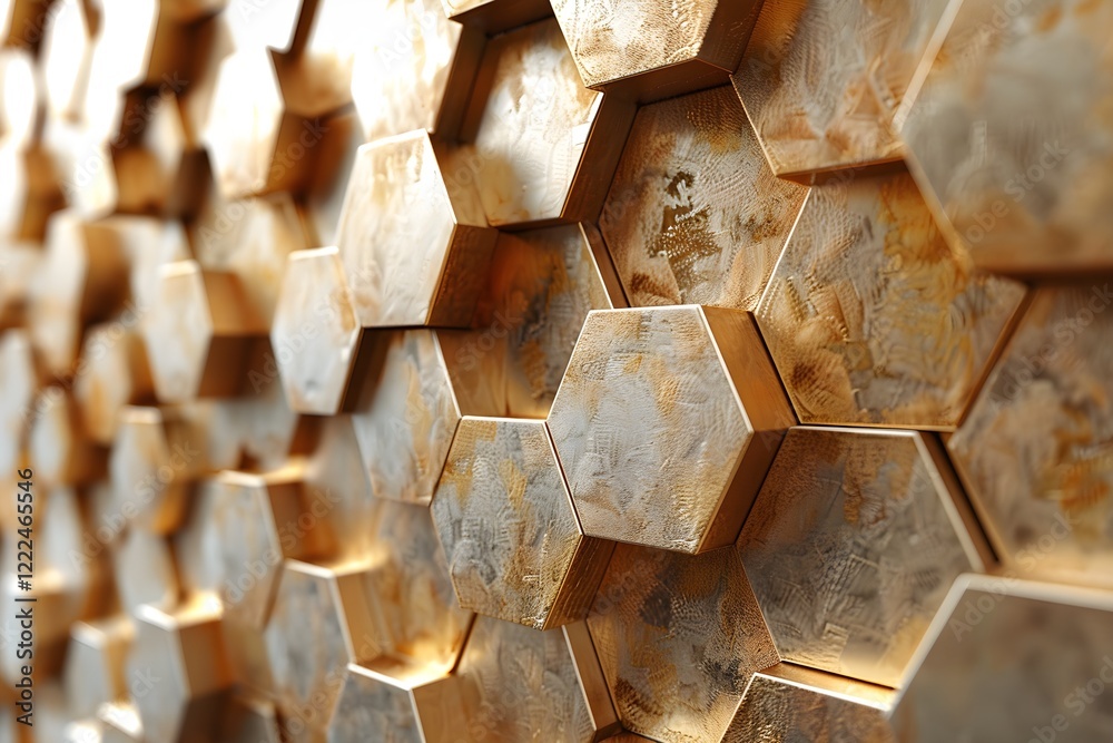 A close up of a wall made of metal hexagons A close up of a wall made of metal hexagons
