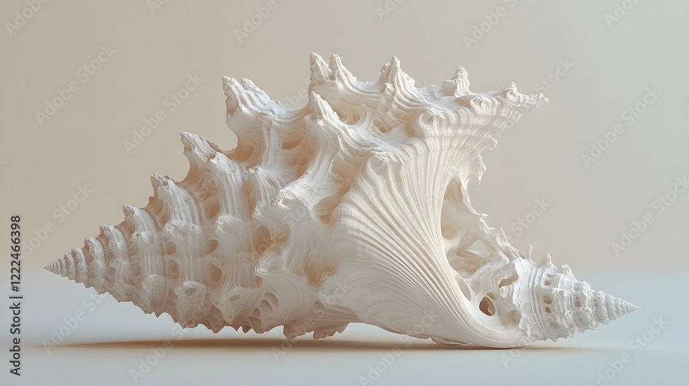 Intricate White Seashell 3D Render Abstract Art Intricate White Seashell 3D Render Abstract Art