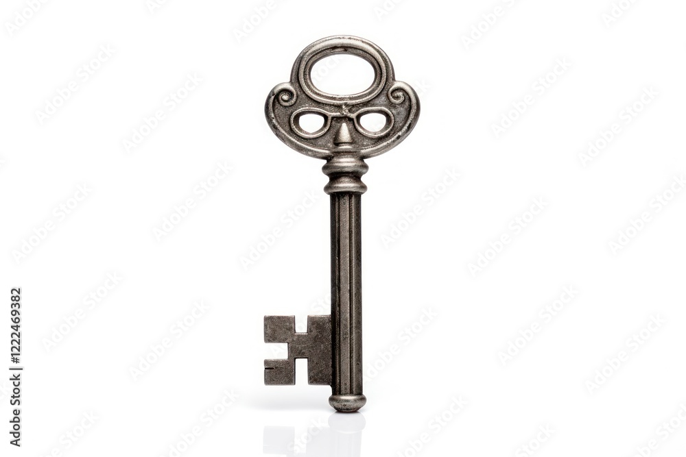 Silver house key white background protection security. Silver house key white background protection security.