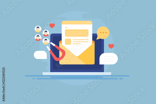 Email Newsletter concept. Attract subscribers with digital marketing strategy, online message communication for customer engagement concept, vector illustration.