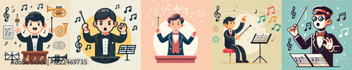 A vector collection of a music composer