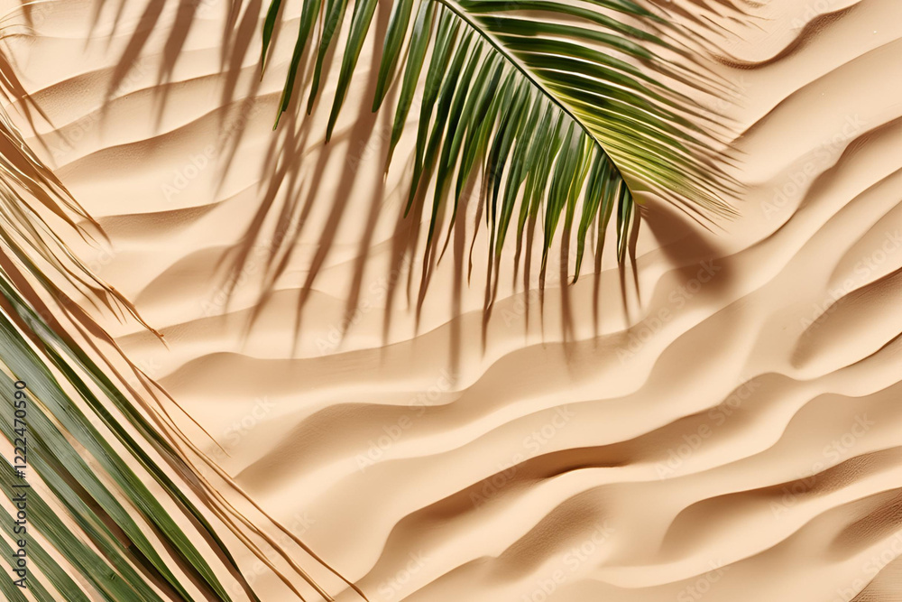 Obraz premium Summer background with sand and palm tree 