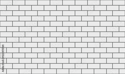 Apron faience print. Brick wall texture. Ceramic pattern. Seamless metro background. White kitchen backsplash. Old rectangle brickwall. Vintage stone surface. Vector illustration