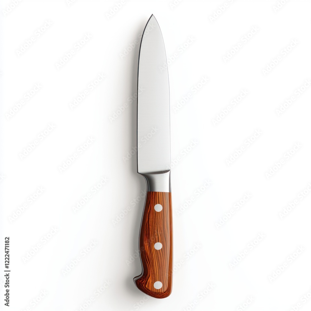 Sharp kitchen knife with a wooden handle on a white background Sharp kitchen knife with a wooden handle on a white background