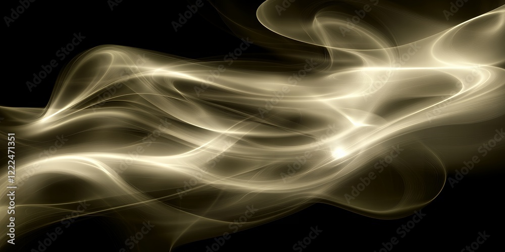 Obraz premium Abstract Gold Smoke Waves Elegant Swirling Design Dark Background Luxury Texture