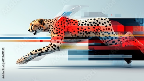 Cheetah speed, abstract background, motion blur, technology, website banner photo