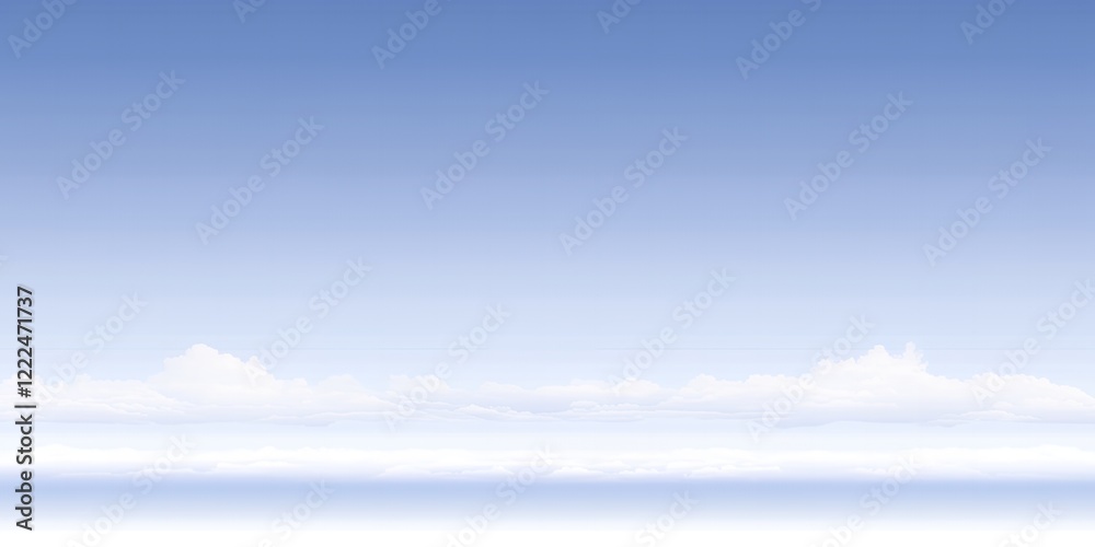 Serene Panoramic View Soft White Clouds Against a Tranquil Blue Sky