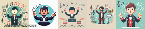 A vector collection of a music composer