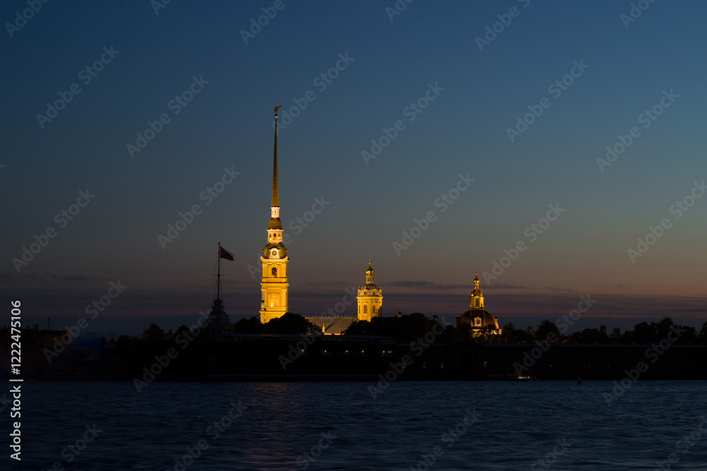 Peter and Paul Fortress at night in Saint Petersburg Peter and Paul Fortress at night in Saint Petersburg