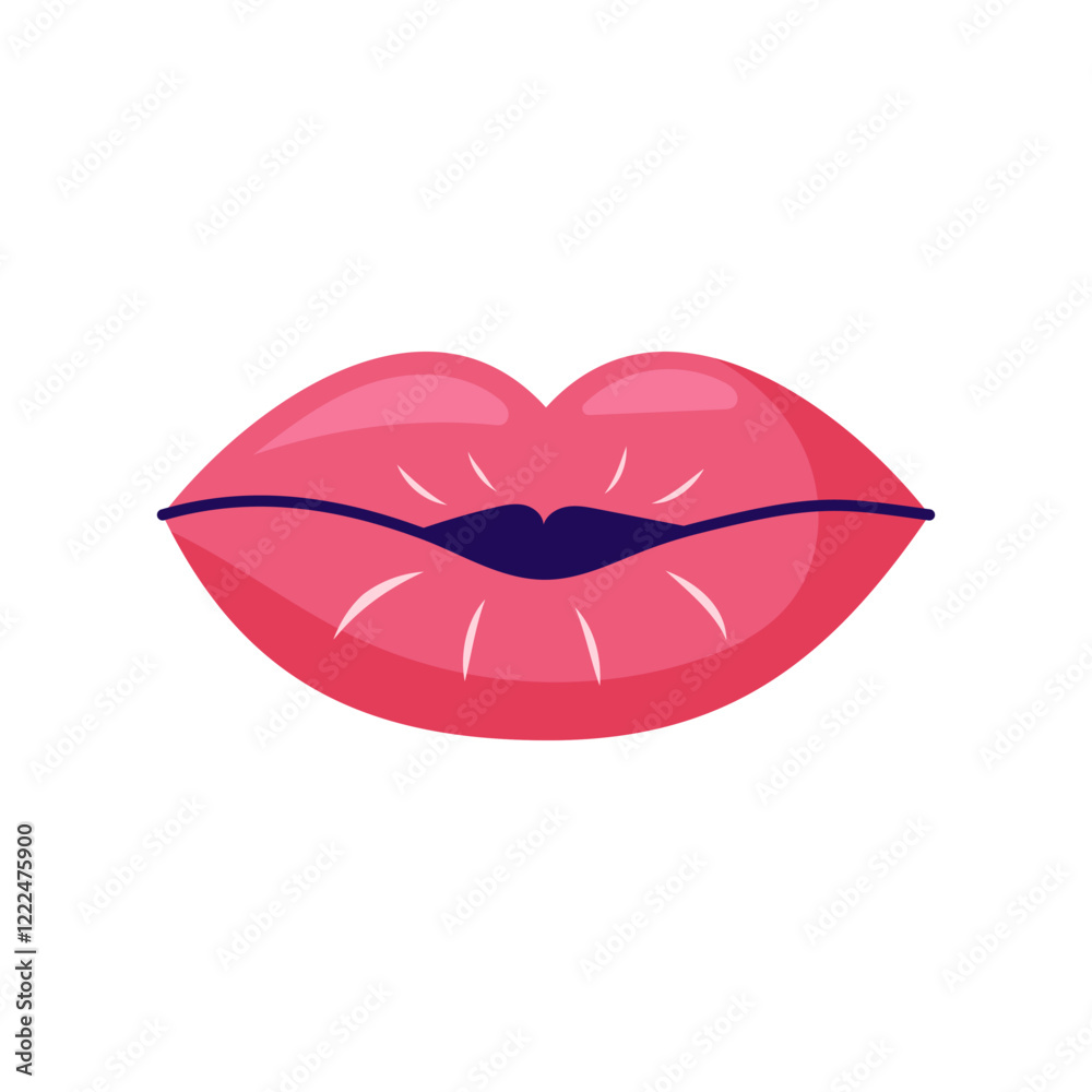 Obraz premium Kissing lips hand drawn. Valentine's day element for design on white background. Isolated vector illustration.